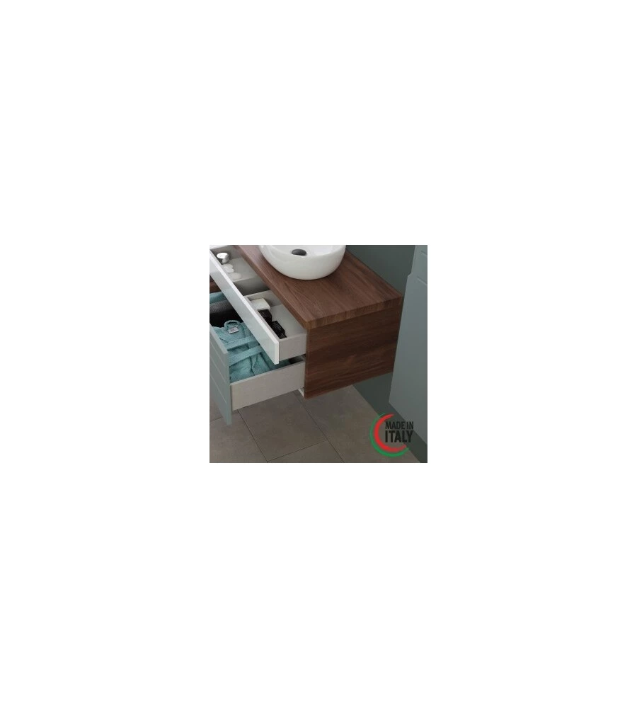 MOBILE BAGNO SOSPESO "AMALFI" VERDE SALVIA, 90X46X40 CM